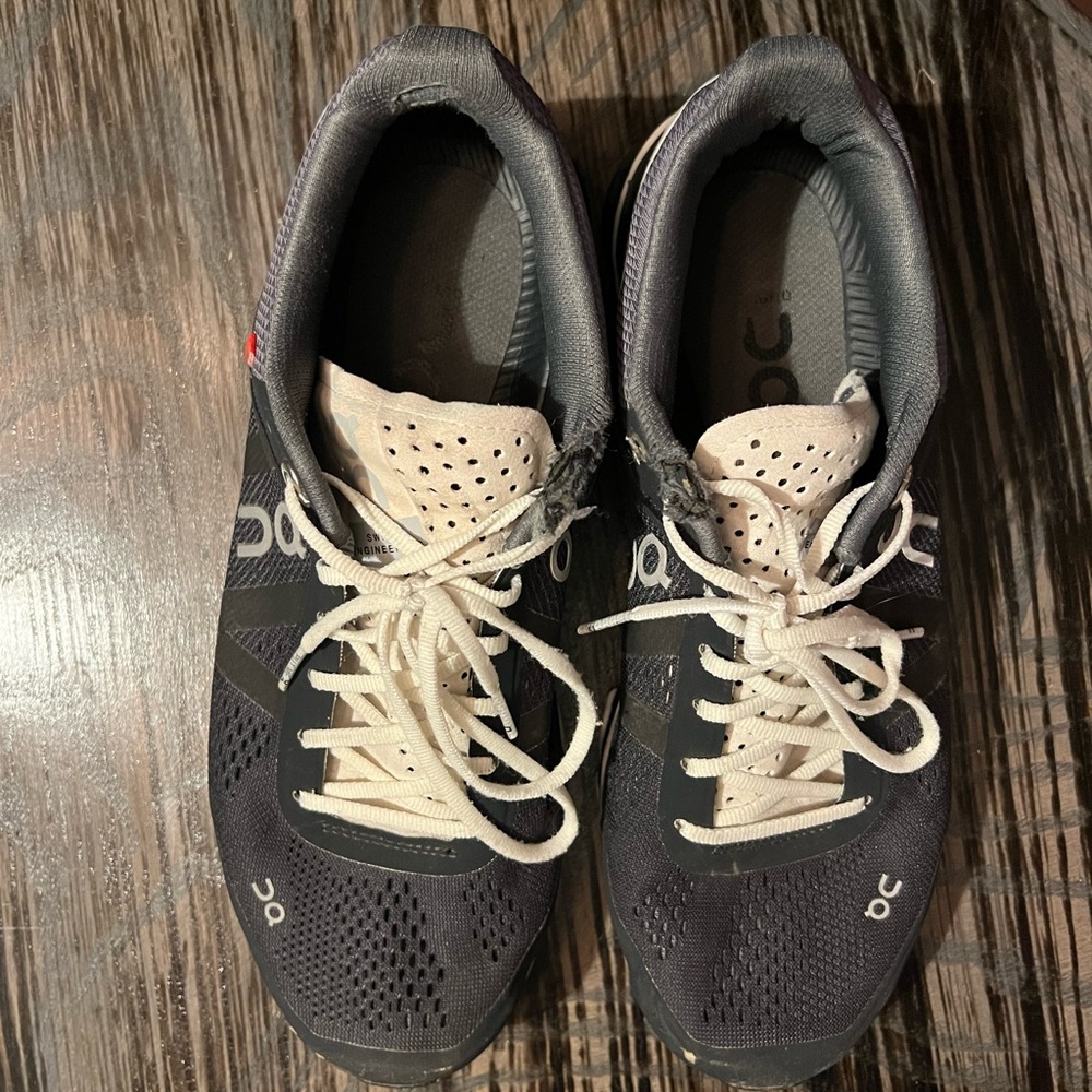 On Running Black and White Athletic Shoes